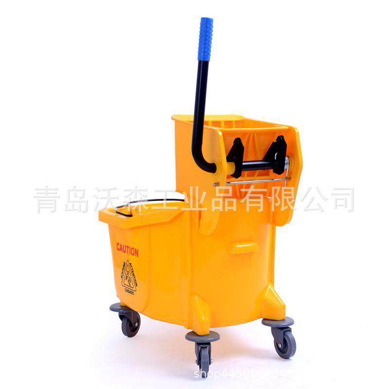 出口超市36L黄色免手洗侧压洗拖把布桶拖布桶清洁车单桶柞榨水车,淘宝优惠券,粉丝福利购,淘宝优惠卷