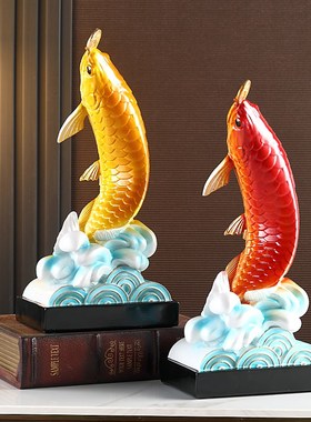 年年有余有寓意创意锦鲤鱼招财摆件玄关酒柜电视柜新年客厅装饰品