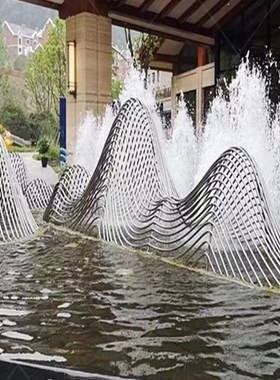 不锈钢假山雕塑摆件镂空线条装饰庭院样品屋展示中心园林酒店水池