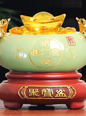水晶元聚盆摆件开业公商务礼品客厅家居酒柜装饰送朋友复古