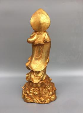 复古做旧收藏铜鎏金观音菩萨佛像摆件客厅书房摆件金属工艺品