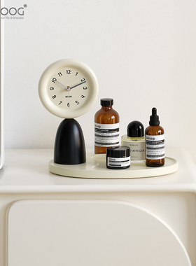 EMITDOOG奶油风客厅时钟装饰摆饰玄关入户托盘饰品桌面创意座钟