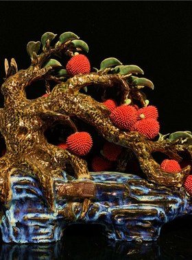 石湾公仔陶瓷满堂红摆件玄关客厅电视柜荔枝装饰品乔迁新居送礼品