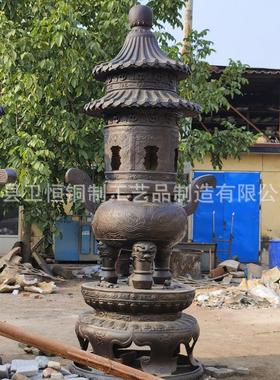 大型纯铜塔炉寺庙摆件祠堂焚经炉香炉铸铁三层塔炉室外圆形宝鼎