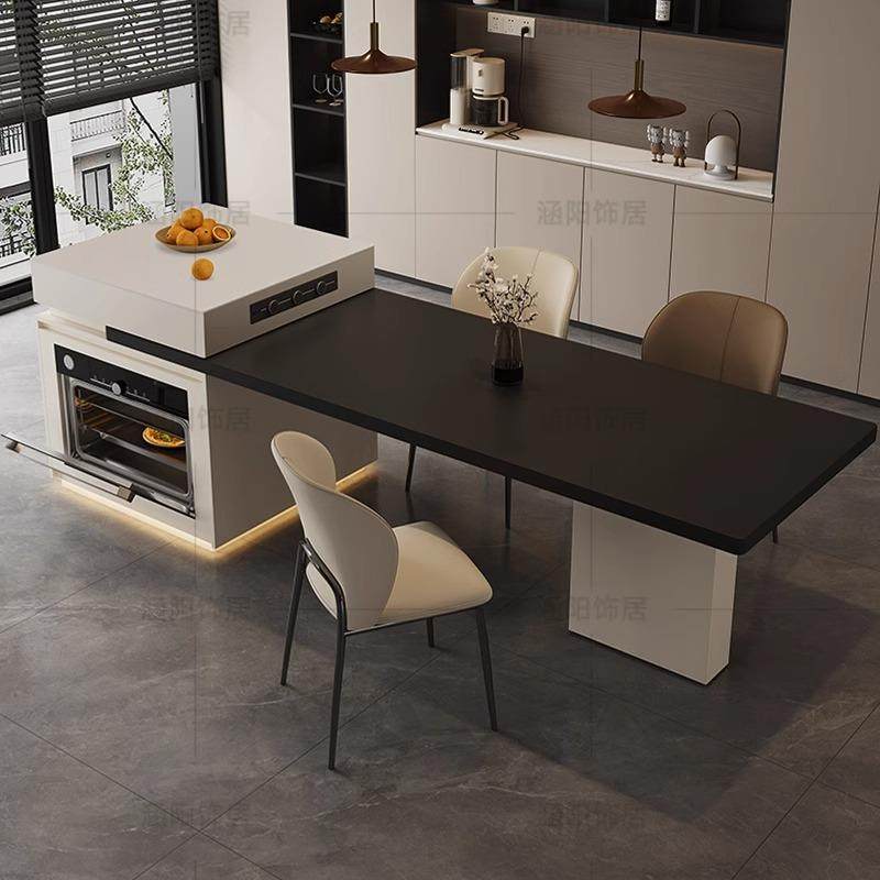 简约现代岛台餐桌一体家用可伸缩多功能烤箱内嵌微波炉储物餐岛台,淘宝优惠券,粉丝福利购,淘宝优惠卷