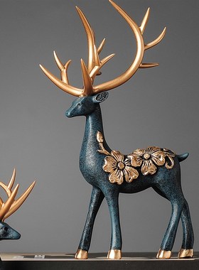 新中式创意鹿摆件卧室客厅装饰古典风公司老板办公室酒店开业礼品