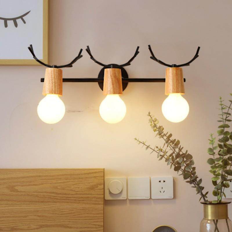 北欧简约个性实木款鹿角壁灯 卧室床头儿童房可爱壁灯LED个性鹿角,淘宝优惠券,粉丝福利购,淘宝优惠卷