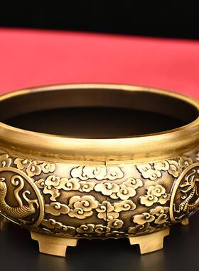 黄铜香炉聚宝盆缸十二生肖铜缸青龙白虎玄武朱雀铜香炉祥云熏香炉