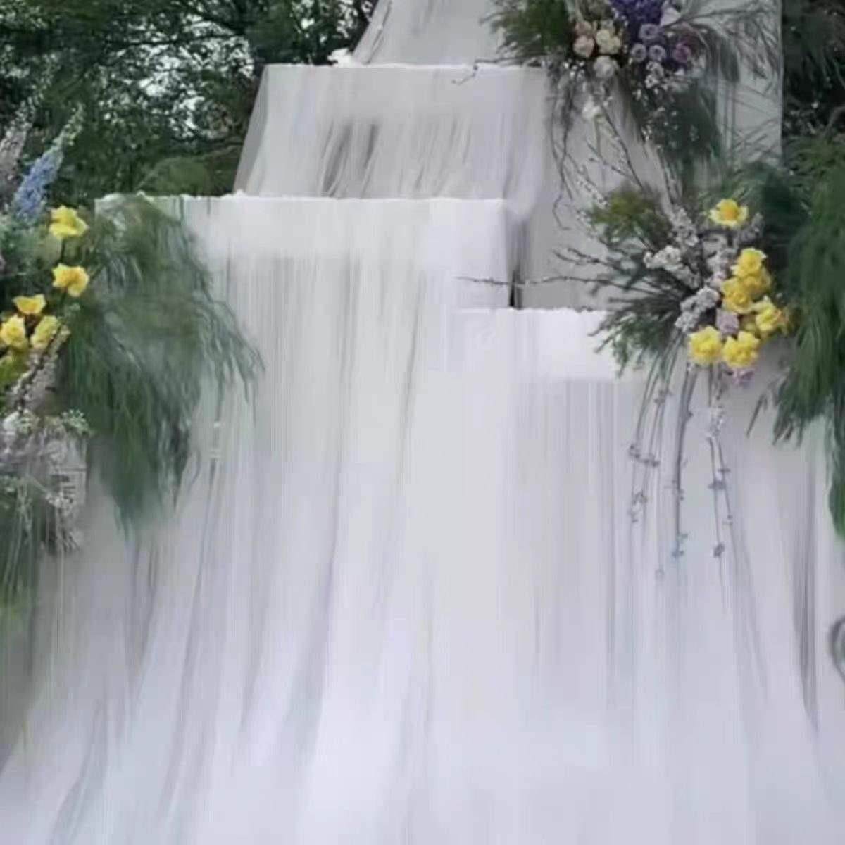 白色纱幔婚礼布置求婚背景吊顶户外拍照摄影出片装饰椅背纱网纱料,淘宝优惠券,粉丝福利购,淘宝优惠卷