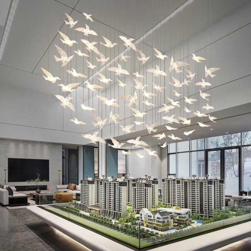 小鸟吊灯工程酒店定制大堂别墅复式楼loft大厅楼梯间装饰餐厅灯具,淘宝优惠券,粉丝福利购,淘宝优惠卷