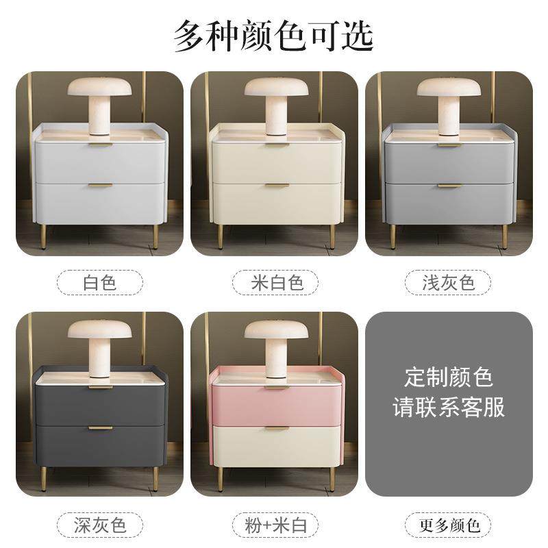 南康家具实木床头柜奶油风现代简约轻奢皮质卧室床边岩板置物柜,淘宝优惠券,粉丝福利购,淘宝优惠卷