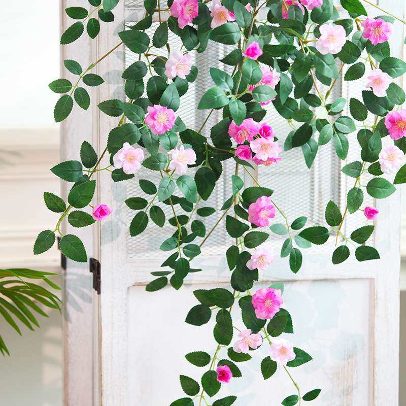 仿真蔷薇花挂壁假花吊篮装饰品室内客厅饭厅玄关墙壁遮丑藤蔓植物,淘宝优惠券,粉丝福利购,淘宝优惠卷