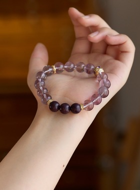 【紫水晶】合香珠马年 10MM紫气东来合香珠 紫玉 镀银锆石珠手链