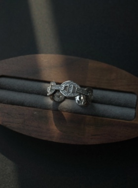 ZeroKo vintage重工猪鼻子戒指小众设计感食指戒情侣女中古风高级