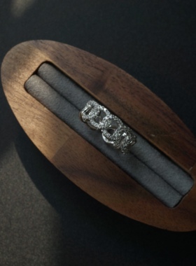 ZeroKo vintage高级感锁头钻戒戒指小众设计感粗手显细中古风排钻