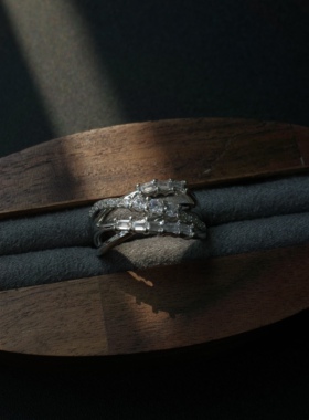 ZeroKo vintage重工中古风钻戒戒指小众设计感食指戒情侣礼物粗手