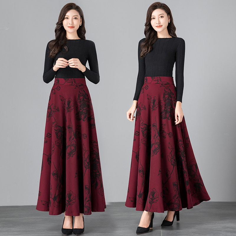 2025秋冬季新款复古印花半身长裙女高腰大摆跳舞裙女大码半身裙子,淘宝优惠券,粉丝福利购,淘宝优惠卷