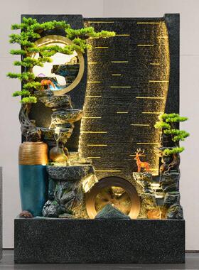 假山流水喷泉玄关水幕墙摆件客厅别墅酒店开业落地装饰办公室景观