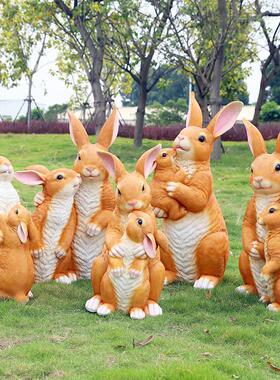 仿真大白兔子摆件外园林景观装饰雕塑花园庭院草坪装饰品仿真兔子