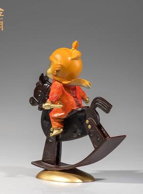 铜金岁月童梦小女孩黄铜摆件侠梦童行人物书房办公室桌面装饰铜器