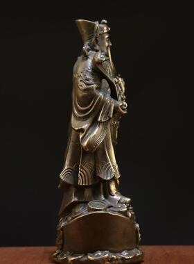 仿古人物财神爷摆件铜站元宝如意财神家居装饰创意礼品工艺品