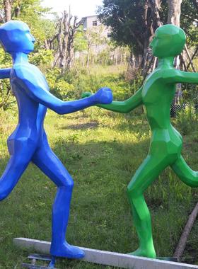 抽象跑步运动人物摆件剪影人雕塑户外商场公园体育馆庭院装饰