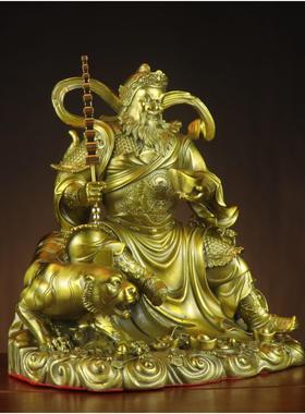 全黄铜武财神赵公明虎财神神像骑虎财神供奉摆件大号赵元帅