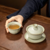 Yuebai Ru kiln covered bowl tea cup household Sancai covered bowl