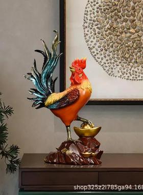新中式金鸡报喜公鸡摆件家居客厅装饰品办公室桌面创意树脂工艺品