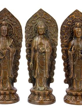 铜器黄铜工艺品西方三圣佛像阿弥陀佛观世音菩萨家居用品