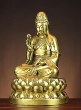 黄铜三宝佛娑婆三圣 观音 地藏 阿弥陀佛 家居店铺摆件 娑婆三圣