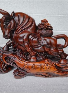 运势如虹旺势如意牛气冲天 树脂工艺品风水摆件 开业家居装饰礼品