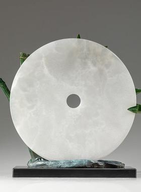 铜金岁月竹报平安黄铜摆件富贵竹喜鹊鸟客厅玄关公司办公室铜装饰