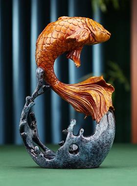 铜欣祥彩铜如鱼得水锦鲤金鱼摆件客厅办公室家居礼品摆设
