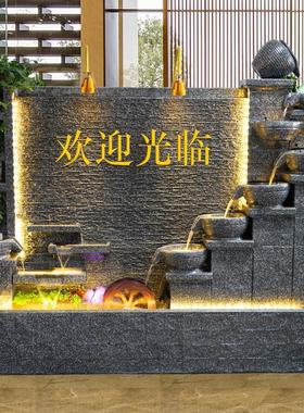 水幕墙流水屏风循环流水墙景观摆件水帘墙隔断户外庭院鱼池背景墙