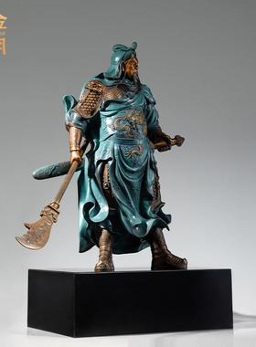 铜金岁月义薄云天关公武财神黄铜摆件关公关二爷供奉神佛雕像摆件