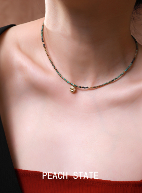 绿松石宝石串珠项链吊坠