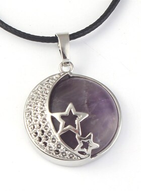 New natural crystal pendant fashion womens star moon myth c