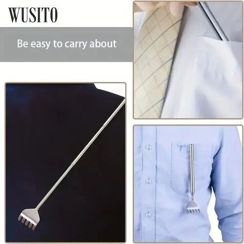 Stainless Pen Type Retractable Tickle, Steel Back Scratcher, - 图1