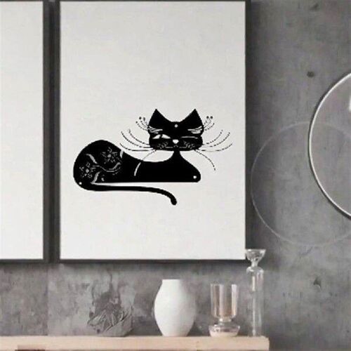 Black Cat Wall Art Women Men Ornament Cat Lover Gift for - 图1