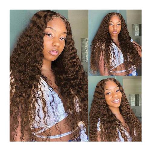 Dark Brown Kinky Curly Lace Wig Pre Plucked with Baby Hair G - 图3