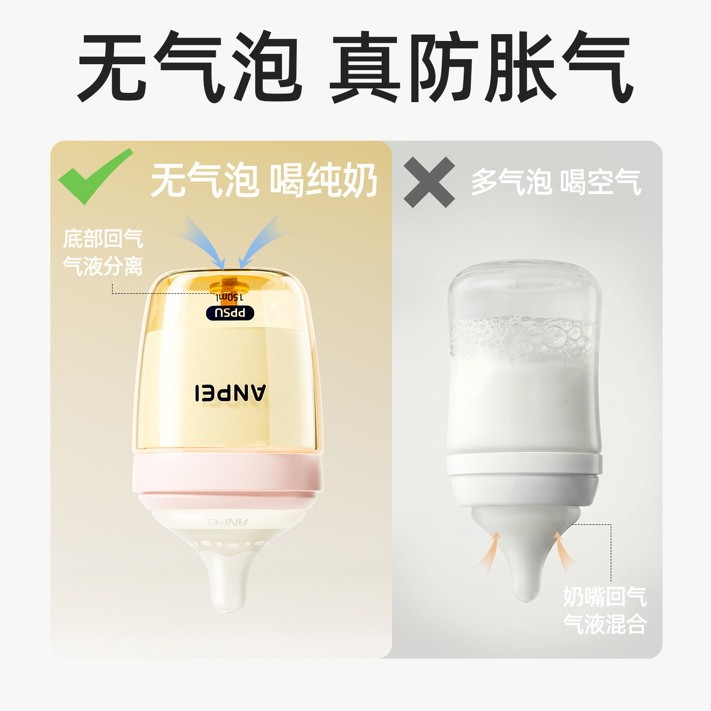安配150ml新生儿奶瓶+1滴流量奶嘴
