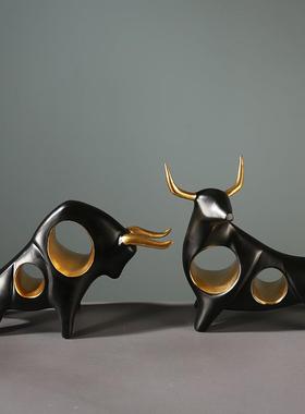 牛气冲天客厅电视柜台简约装饰品书桌办公桌酒柜小装饰生日礼品