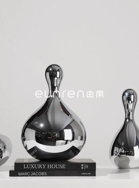 现代简约玻璃水滴保龄球造型摆件样板房间客厅电视柜软装饰品摆设