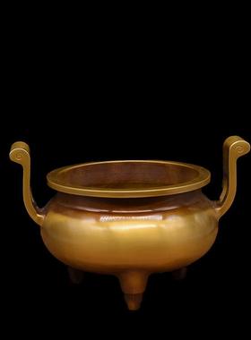 宏达铜器 黄铜宣德大中小号弯耳炉 家居铜器摆件