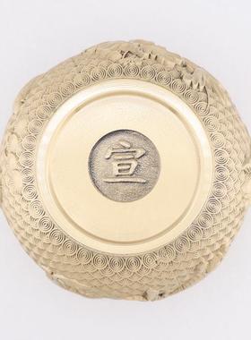 黄铜双鱼茶叶罐锦鲤茶叶罐铜器居家办公室摆件储物罐密封罐