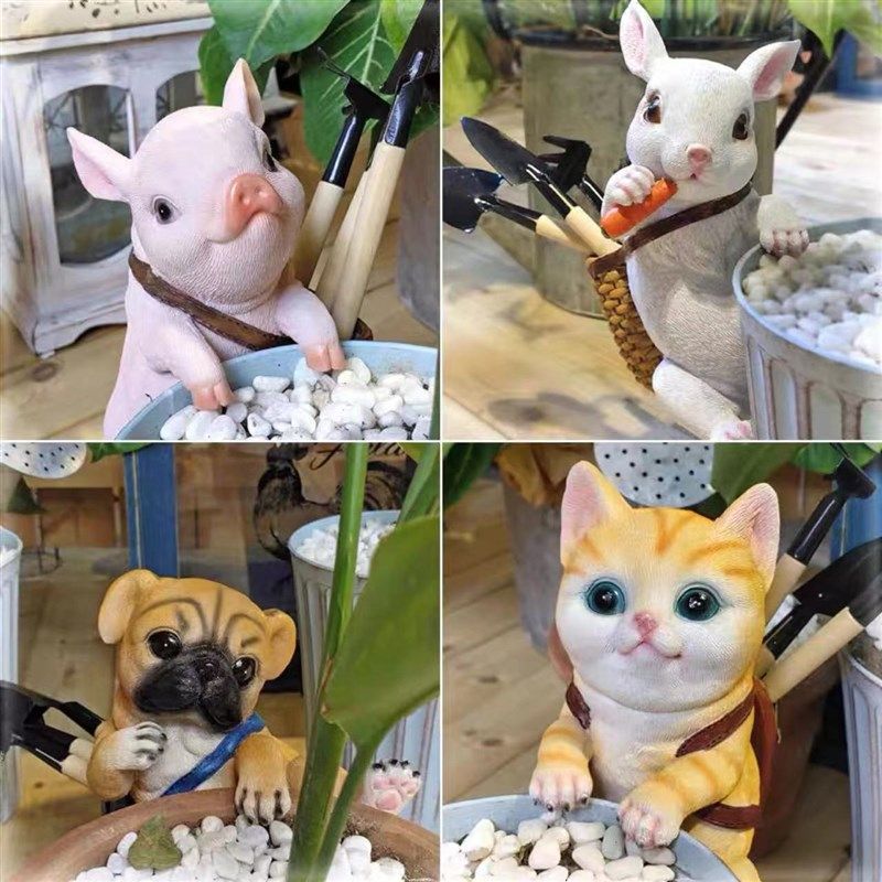 可爱超萌趴缸小动物庭院阳台花盆鱼池造景装饰品仿真动物树脂摆件,淘宝优惠券,粉丝福利购,淘宝优惠卷
