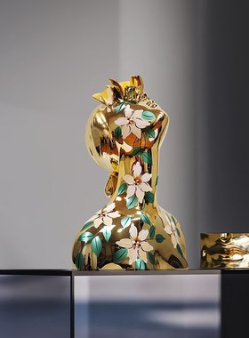 树脂人物雕塑半身抽象装置样板间展厅软装彩绘人像花季少女摆件