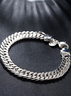 Noble 925 Sterling Silver Square Solid Chain Bracelet For