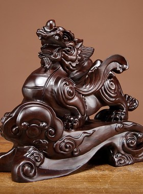 黑檀木雕刻貔貅摆件实木家居客厅办公室桌面装饰摆设乔迁开业送礼